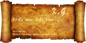Krámer Gábor névjegykártya