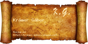 Krámer Gábor névjegykártya
